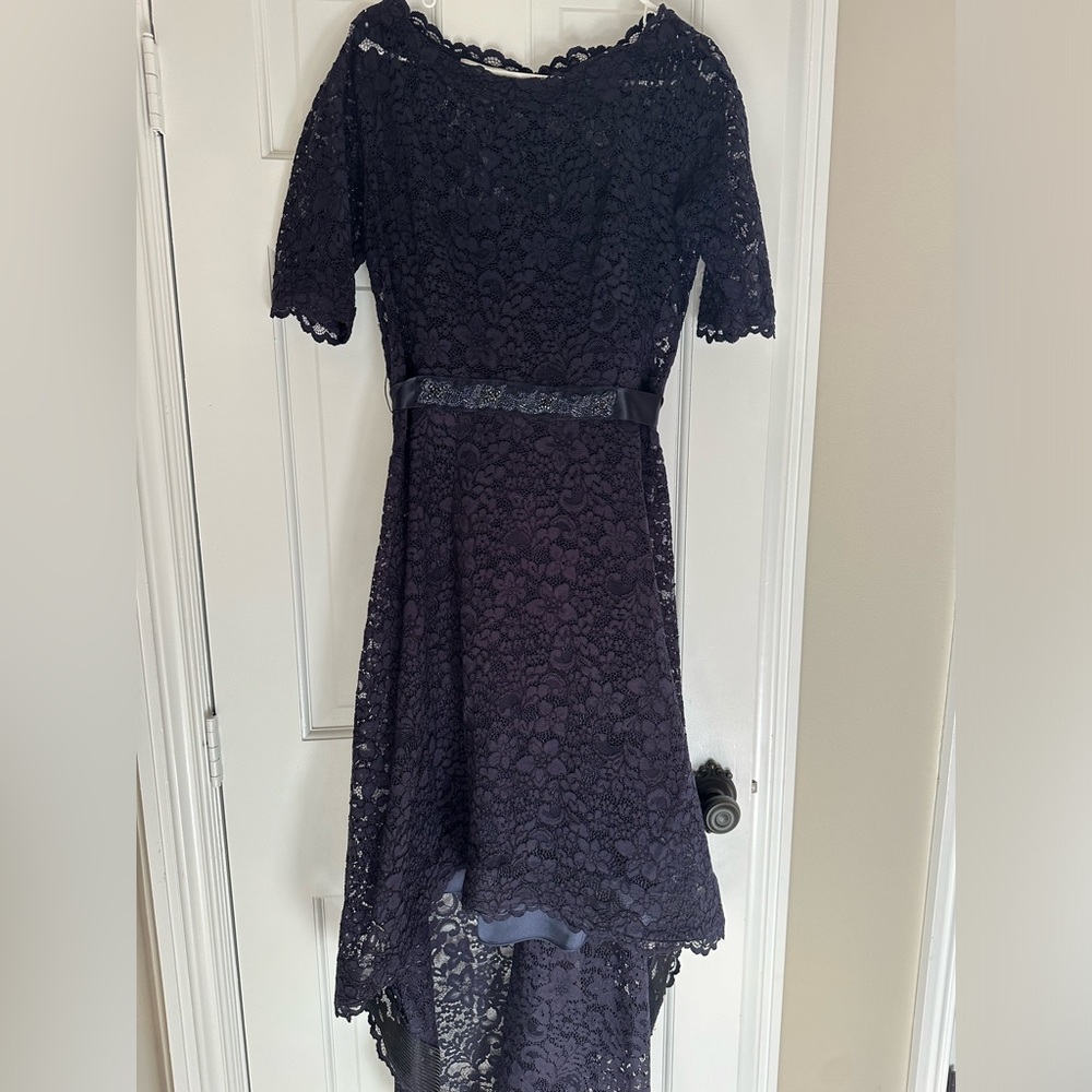 Navy blue high low Teri Jon elegant dress size 10